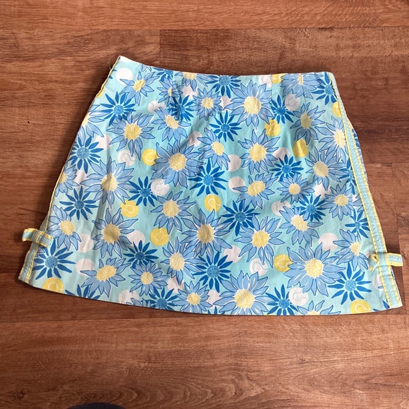 Vintage Lilly Pulitzer Blue Daisy Tennis Mini Skirt - Picture 1 of 6